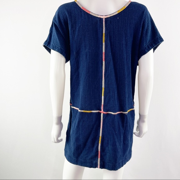 Madewell Size S Navy Blue Short Sleeve Crinkle Cotton ISADORA Easy Dress - Picture 8 of 11